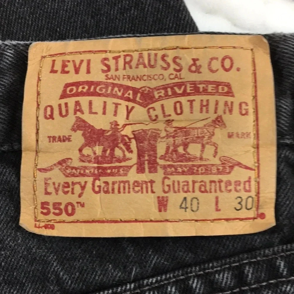 Levis 550 Jeans Mens 40x30 Black Denim Relaxed Fit 100% Cotton Vintage‎ 1999